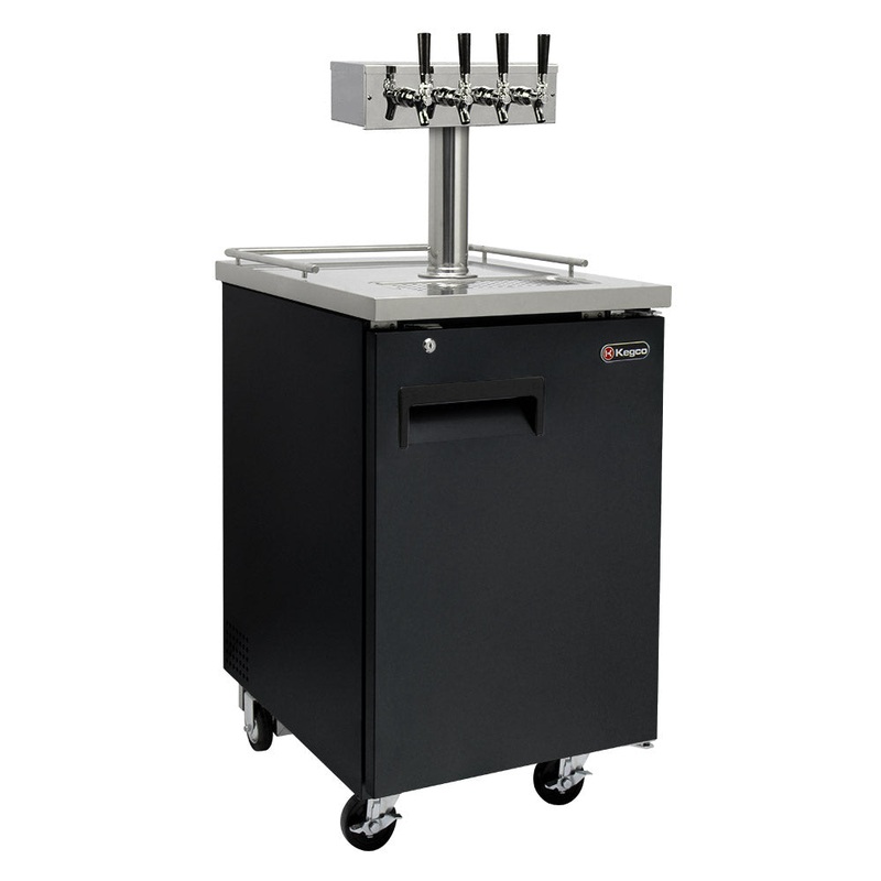 24″ Wide Homebrew Four Tap Black Commercial Kegerator