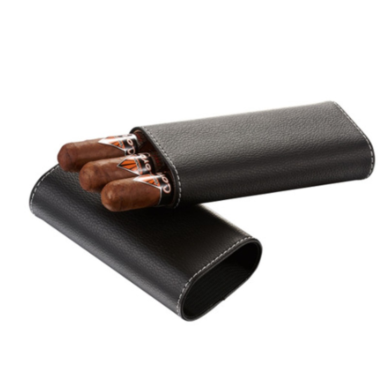 Black Textured Leather Cigar Case Amaze