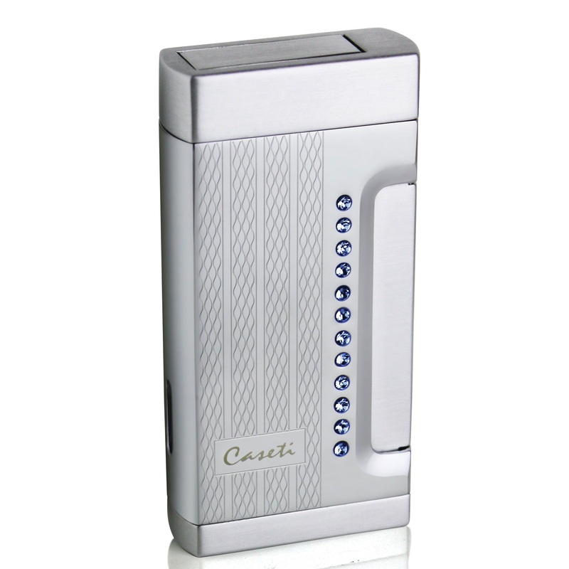 Caseti Marvolo Single Jet Flame Cigar Lighter – Engine Turn & Blue Crystal