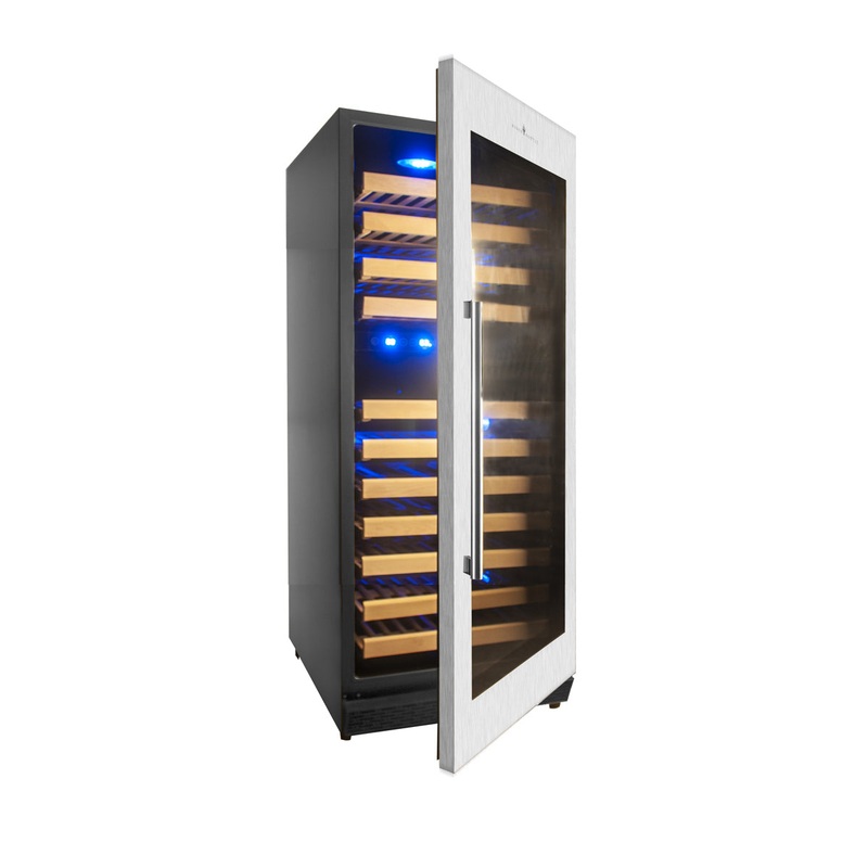Kings Bottle 100 Bottle Upright Dual Zone Wine Fridge For Home KBU100DX-SS RHH