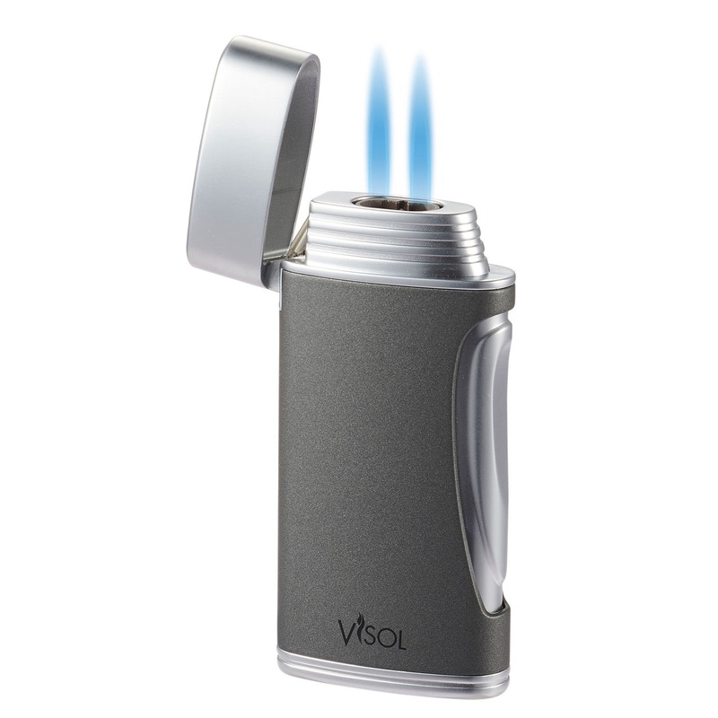 Visol Duomatt Grey Double Flame Cigar Lighter