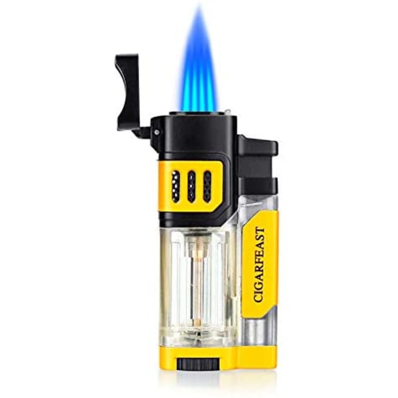 LIGHTER TORCH WITH STAND WINDPROOF FOUR JET BUTANE LIGHTER WITH PUNCH