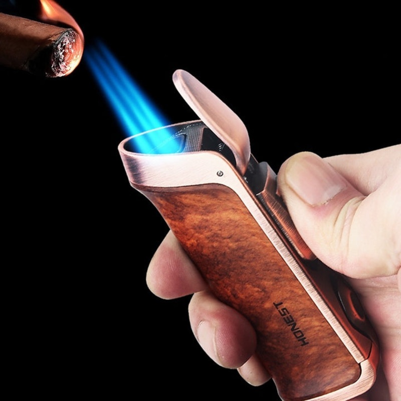 HONEST INFLATABLE CIGAR LIGHTER WITH SHARP CIGAR DRILL BIT CUTTER METAL BLUE FIREWORKS METAL CIGAR LIGHTERS TORCH HIGH QUALITY Black