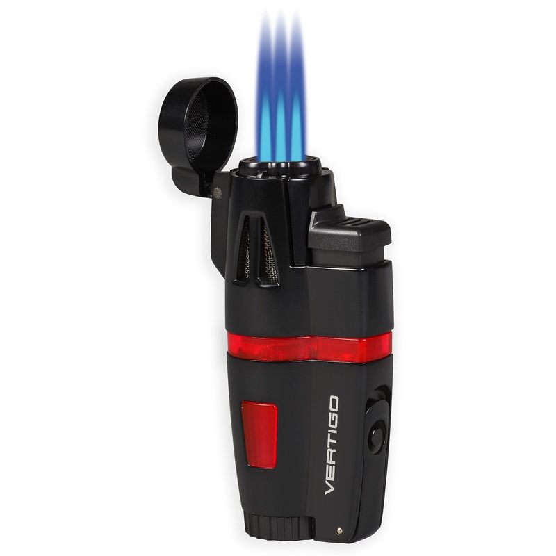 Lotus Crusher Vertigo Triple Flame Lighter Black matte & red
