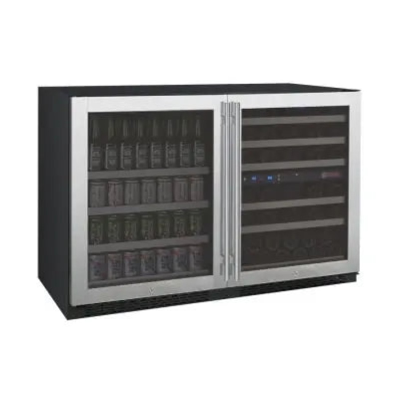 Allavino 47″ Wide FlexCount II Tru-Vino 56 Bottle/124 Can Stainless Steel Side-by-Side Wine Refrigerator/Beverage Center