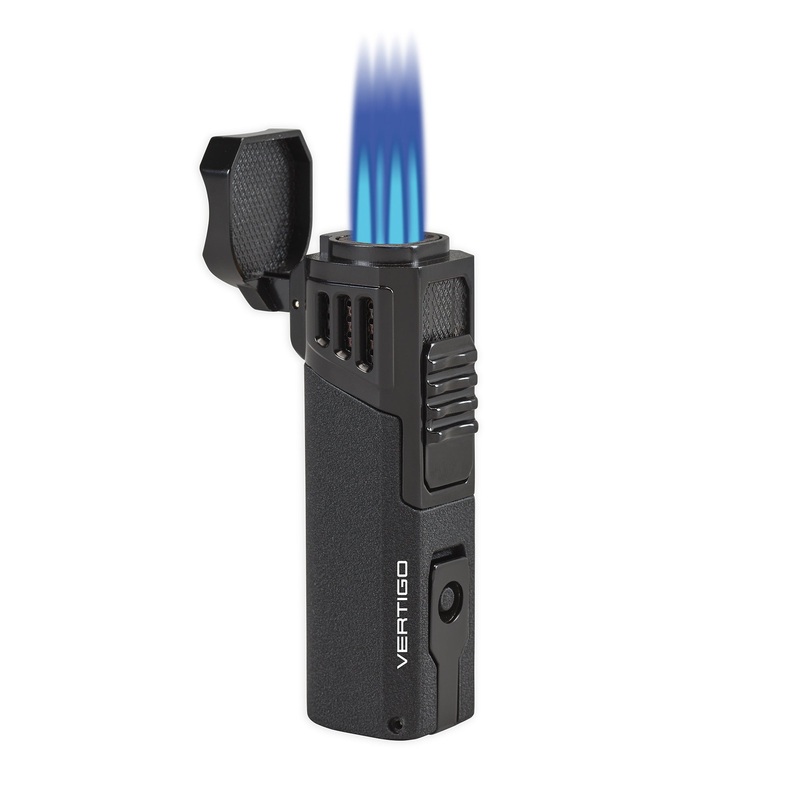 Lotus Crown Quad Torch Flame Lighter Black crackle