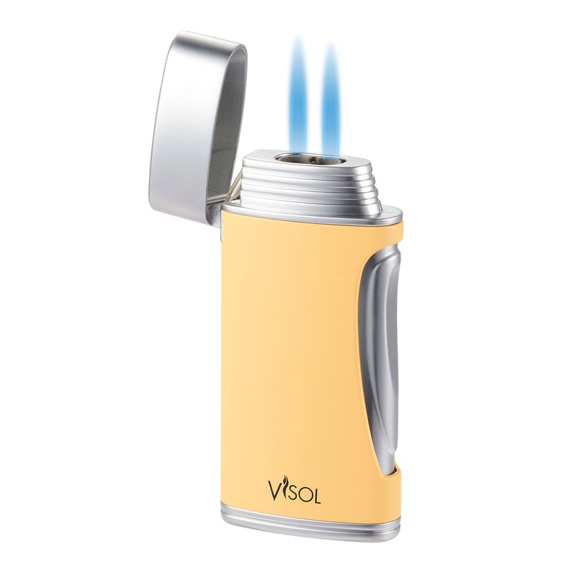 Visol Duomatt Yellow Double Flame Cigar Lighter