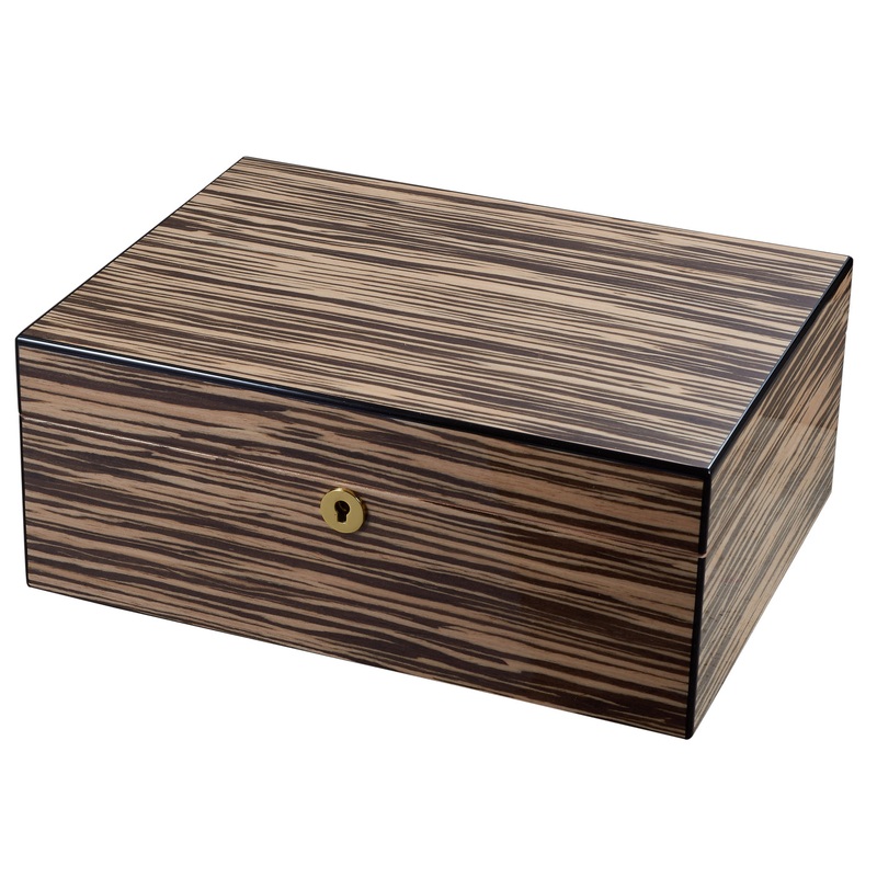 Visol Warrick Polished Zebrawood Locking Humidor