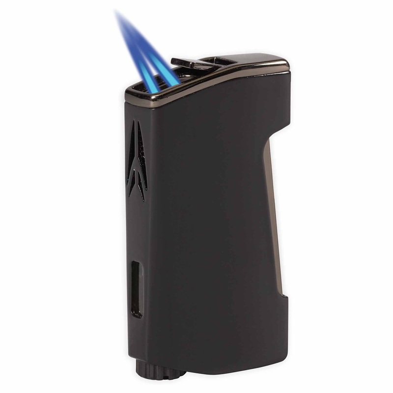 Lotus Chroma Twin Pinpoint Wind Resistant Torch Flame Lighter Glossy Black & Gunmetal