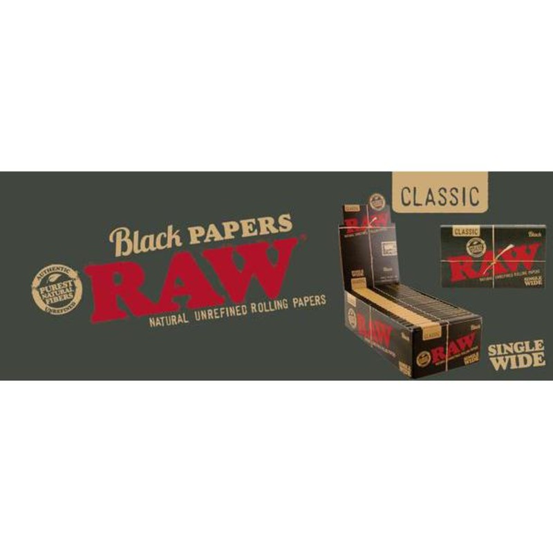 Raw Black Rolling Papers Single Wide Box of 25