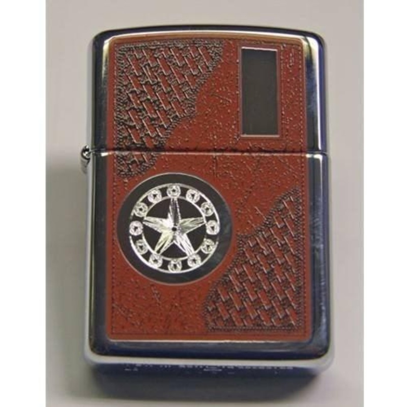 Zippo Lighter – Western Star with Engraving Panel High Polish Chrome