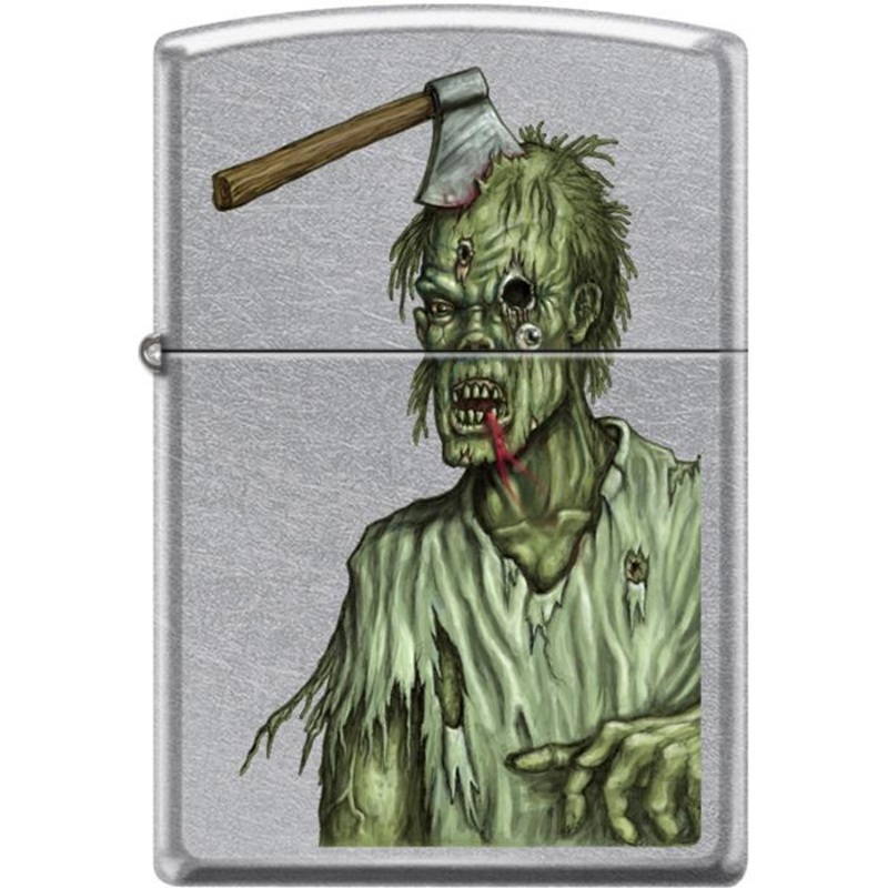 Zippo Lighter – Zombie Axe Head Street Chrome