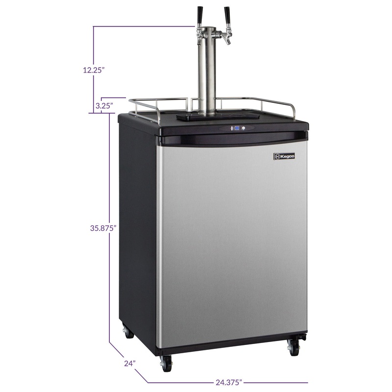 24″ Wide Kombucha Dual Tap Stainless Steel Commercial/Residential Kegerator