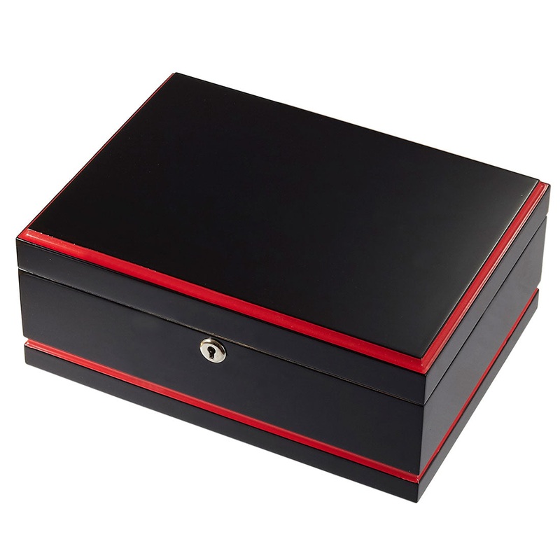 Visol Hydra Black and Red Cigar Humidor – Holds 75 Cigars