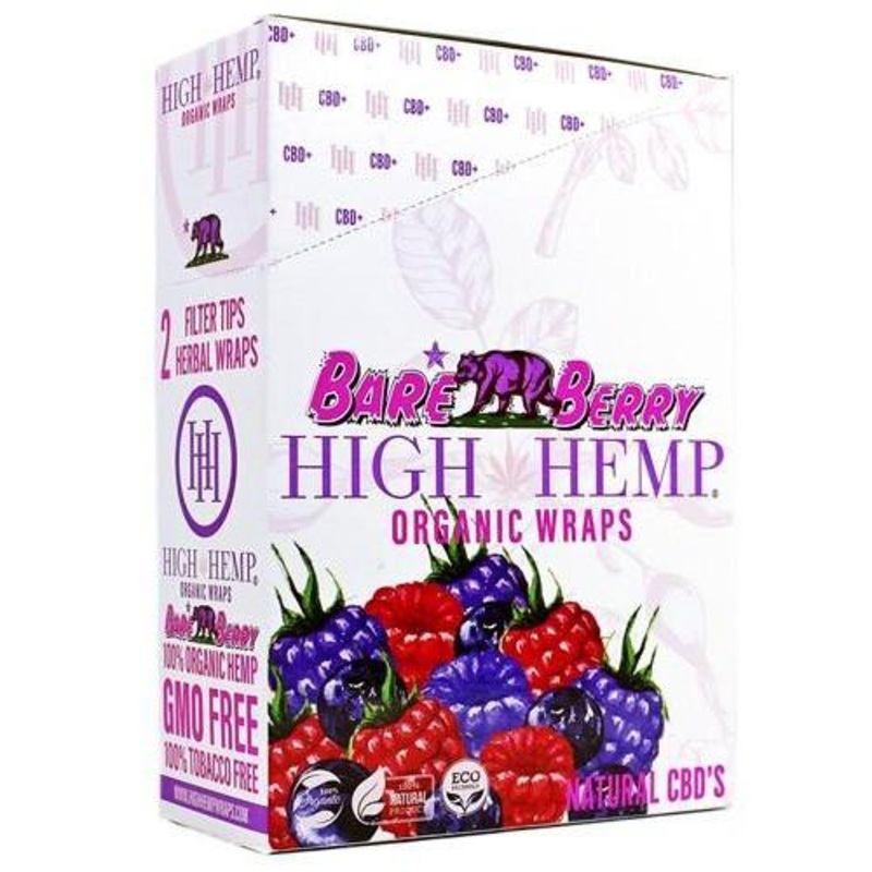 High Hemp Bare Berry Wraps Bare Berry 25 Packs of 2