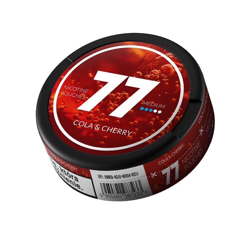 77 Nicotine Pouches Cola Cherry 10mg – 5 Pack