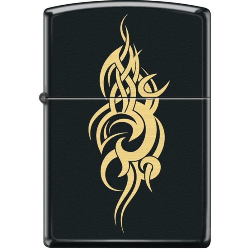 Zippo Lighter – Tribal Tattoo Black Matte