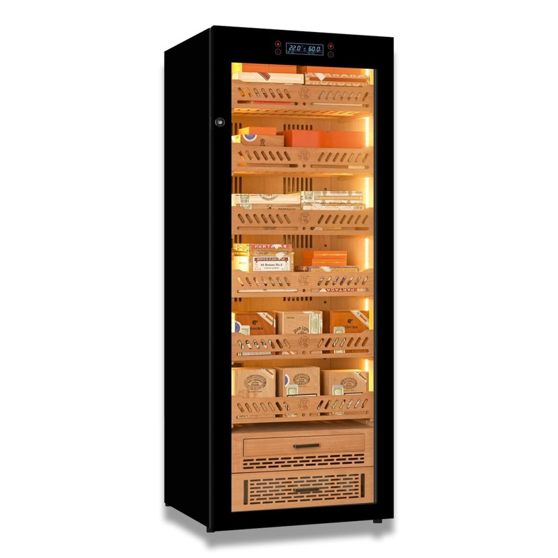 Yohtron YC-288 Premium Series Classic Black 1,700-Cigar Electric Humidor Key Lock (default) Fixed Shelf Rail (default)