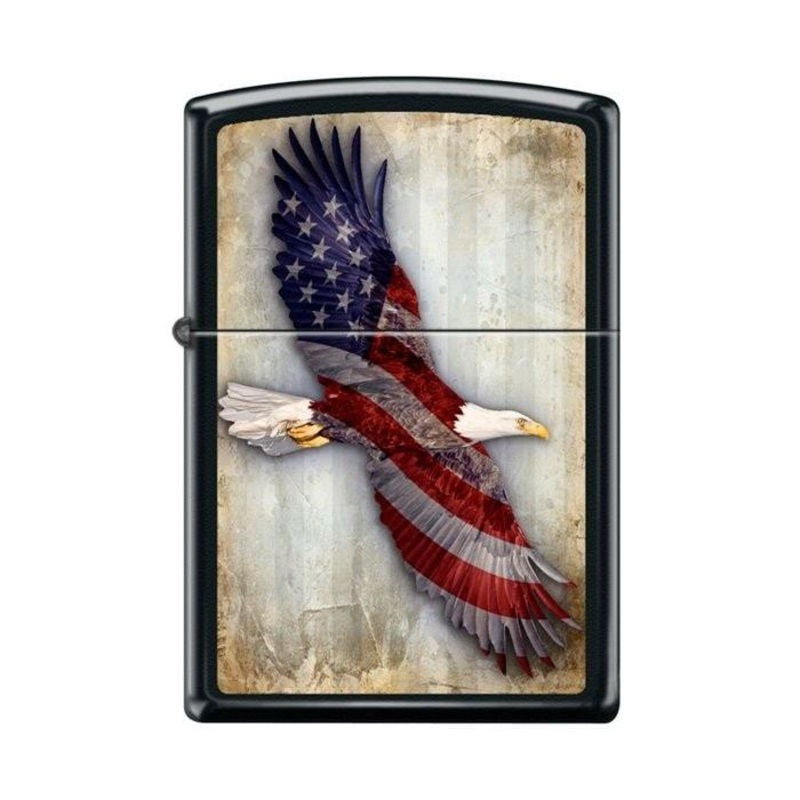 Zippo Lighter – USA Soaring Eagle Black Matte