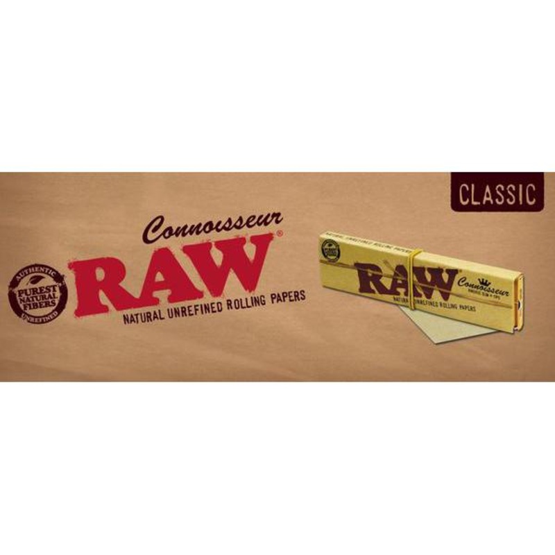 Raw Classic Connoisseur Rolling Papers 1 1/4″, Tips Box of 24