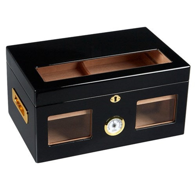 Quality Importers Venetian Humidor – 125 Cigar ct 125 Cigar Capacity Black