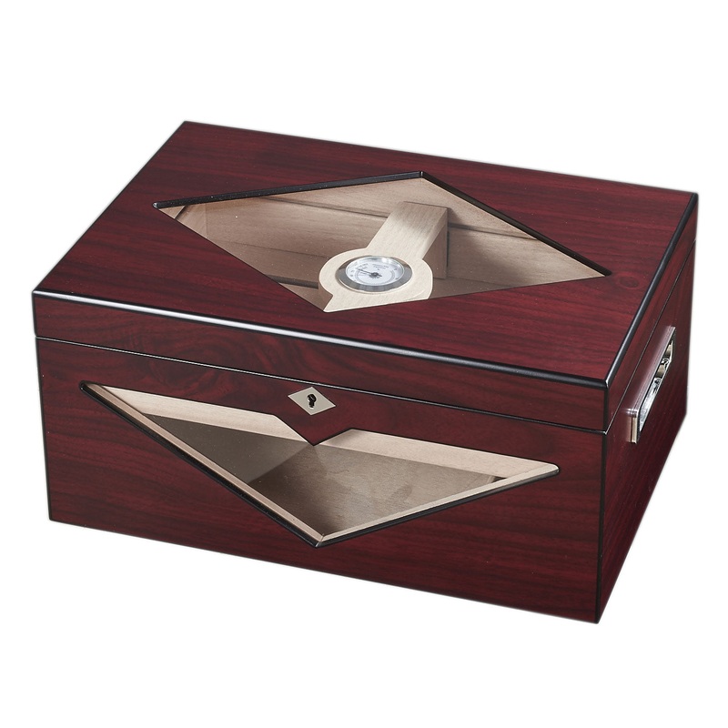 Visol Hudson Red Antique Wood Stain Humidor – Holds 125 Cigars
