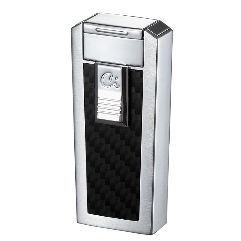 Caseti Tripolis Black Carbon Fiber Triple Torch Flame Cigar Lighter