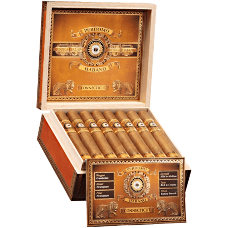 Perdomo Habano Bourbon Barrel-Aged Connecticut Torpedo (6.5″ x 54) Box of 24
