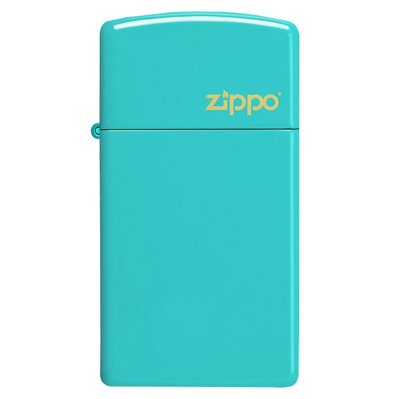 Zippo Lighter – Slim Flat Turquoise w/ Zippo Logo