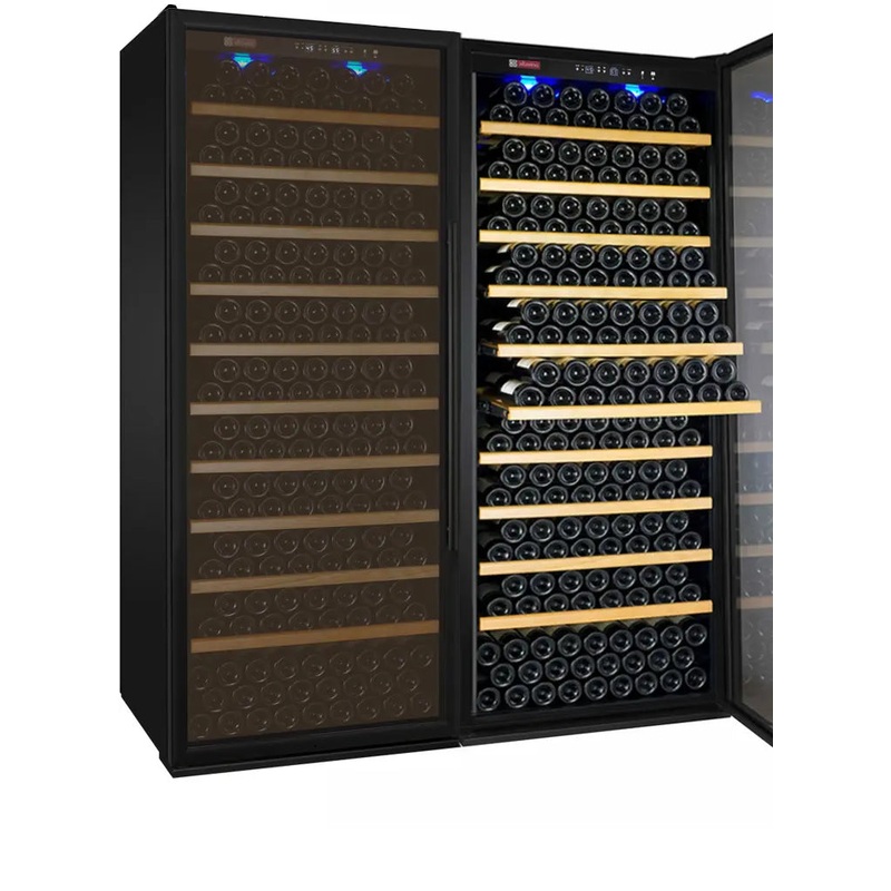 Allavino 63″ Wide Vite II Tru-Vino 554 Bottle Dual Zone Black Side-by-Side Wine Refrigerator