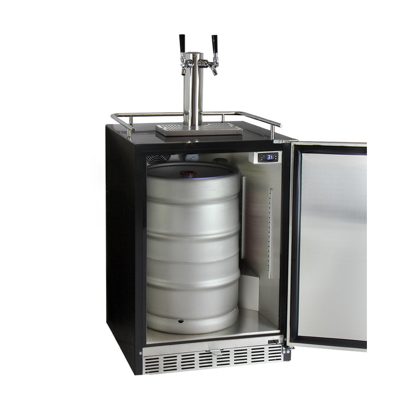 24″ Wide Kombucha Dual Tap Black Commercial Built-in Right Hinge Kegerator