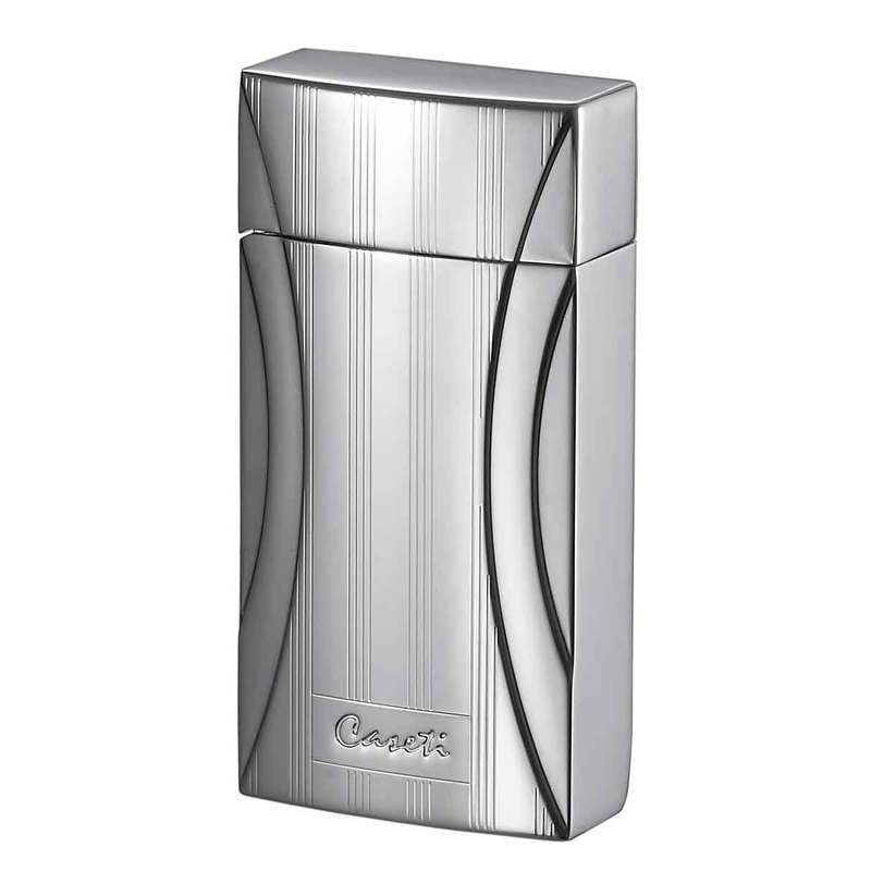 Caseti Naxos Single Jet Flame Cigar Lighter – Chrome Lines I