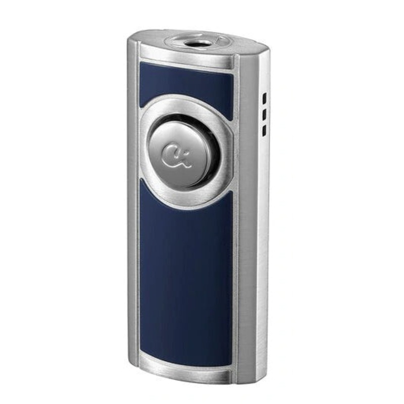 Caseti Patronum Single Jet Flame Cigar Lighter – Blue Lacquer & Satin Chrome
