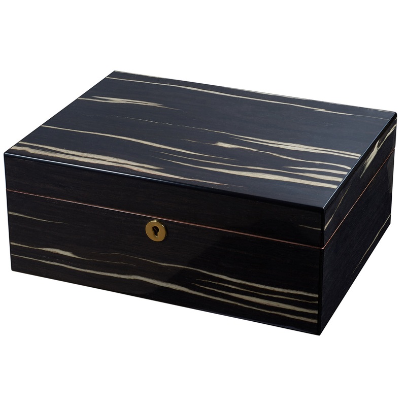Visol Remo Polished Ashburl Wood Locking Humidor