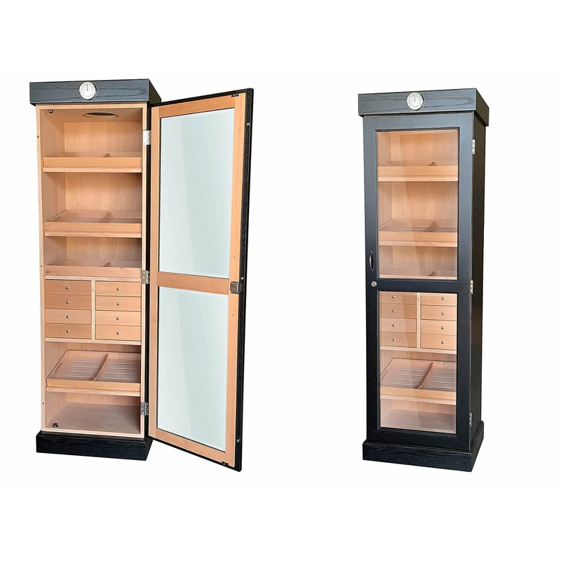 2024 Quality Importers Tower of Power Humidor – 3000 Cigar ct Black Drawer System