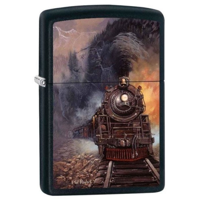 Zippo Lighter – Train by Blaylock Black Matte