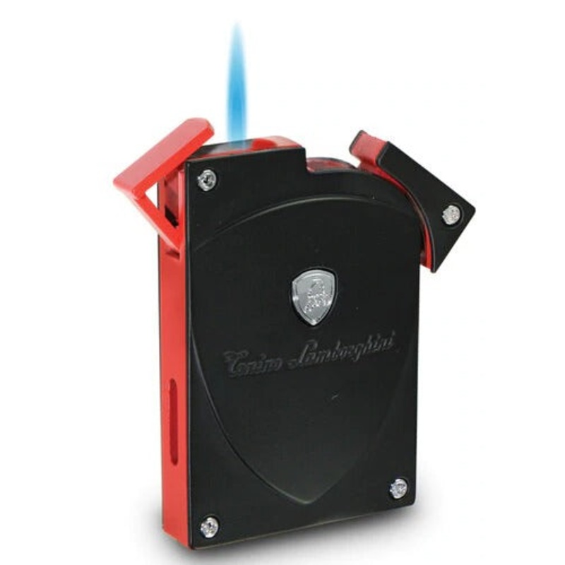 Tonino Lamborghini Lynx Matte Black and Red Torch Flame Lighter