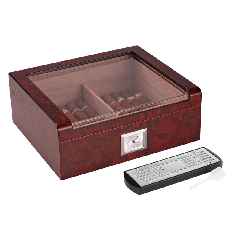 Woodronic Mantle Cigar Humidor, 35-50 CT, Bubinga Finish A5037