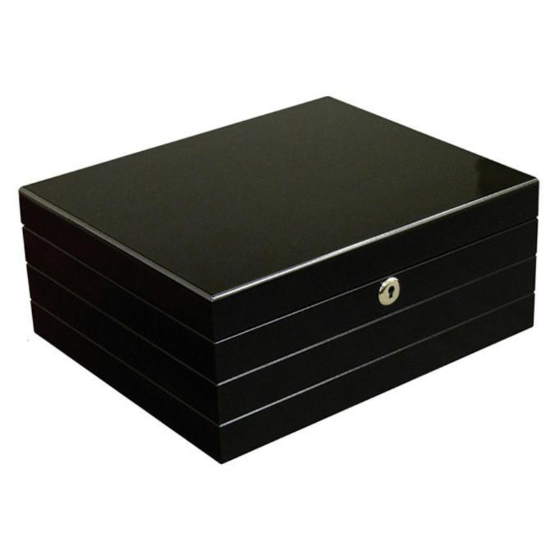 The Onyx High Gloss Black Humidor by Prestige Import Group – 50 Cigar ct