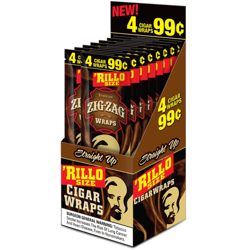 Zig Zag Straight Rillo Size Blunt Wraps Straight 15 Packs of 4