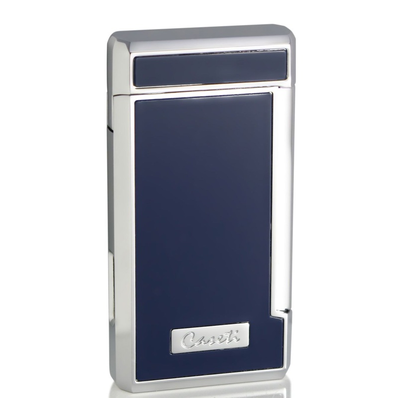 Caseti Tyros Blue Lacquer Double Torch Flame Cigar Lighter