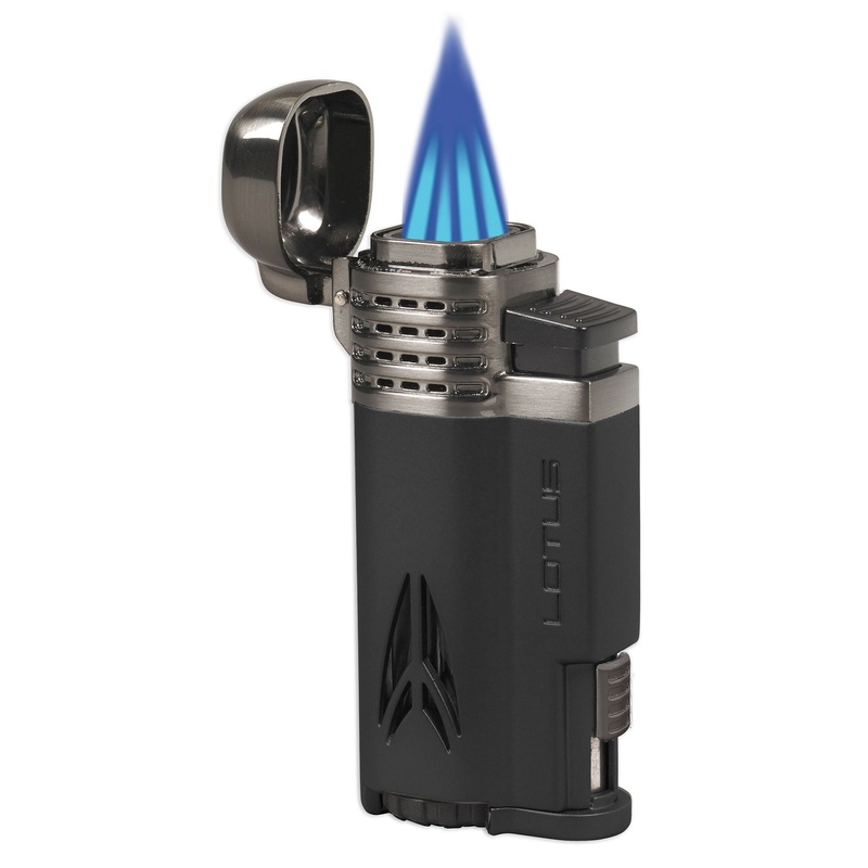 Lotus Defiant Quad Torch Flame Lighter Dark gun satin & dark gun satin