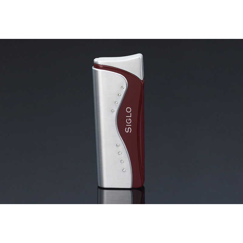 Siglo Crystal Slide Cap Lighter Burgandy