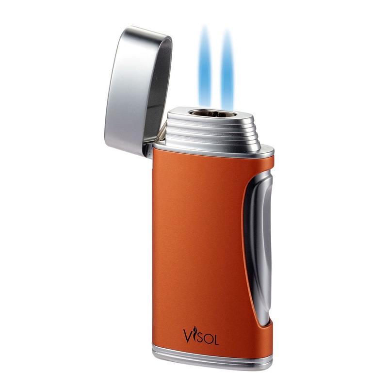 Visol Duomatt Burnt Orange Double Flame Cigar Lighter
