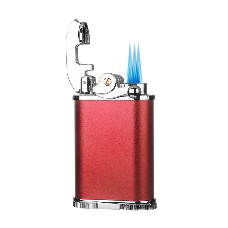 Visol Retro Triple Flame Cigar Lighter – Red & Chrome
