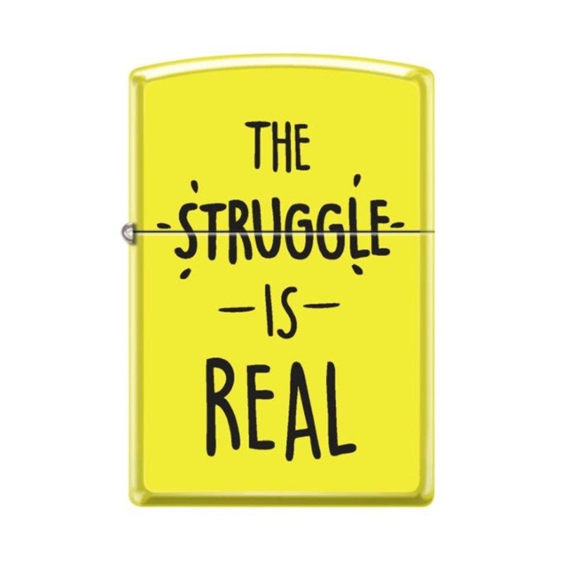 Zippo Lighter – The Struggle is Real Neon Yellow
