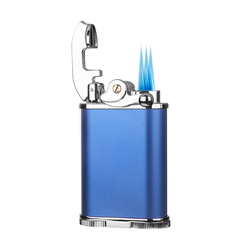 Visol Retro Triple Flame Cigar Lighter – Blue & Chrome