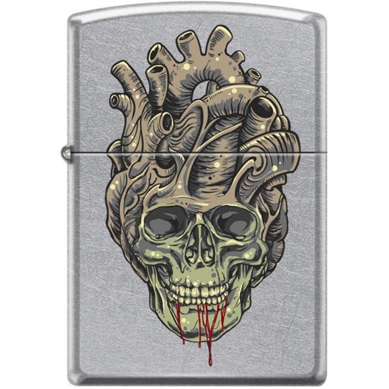 Zippo Lighter – Tattoo Skull Heart Street Chrome