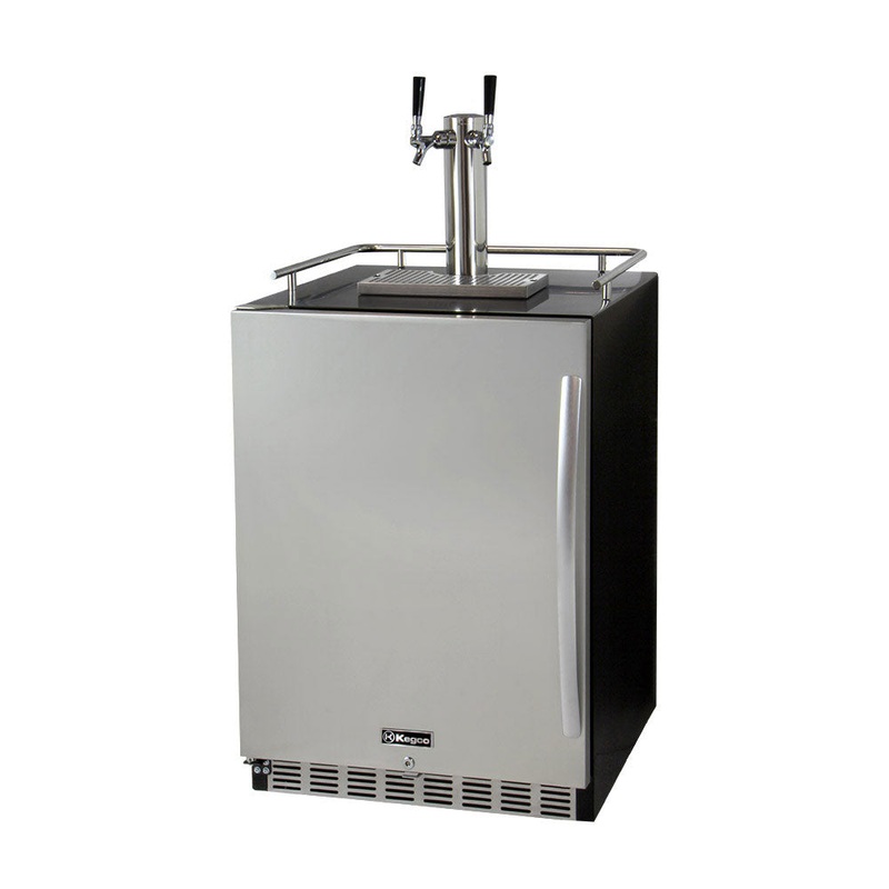 24″ Wide Dual Tap Stainless Steel Builtin Left Hinge Kegerator With Kit