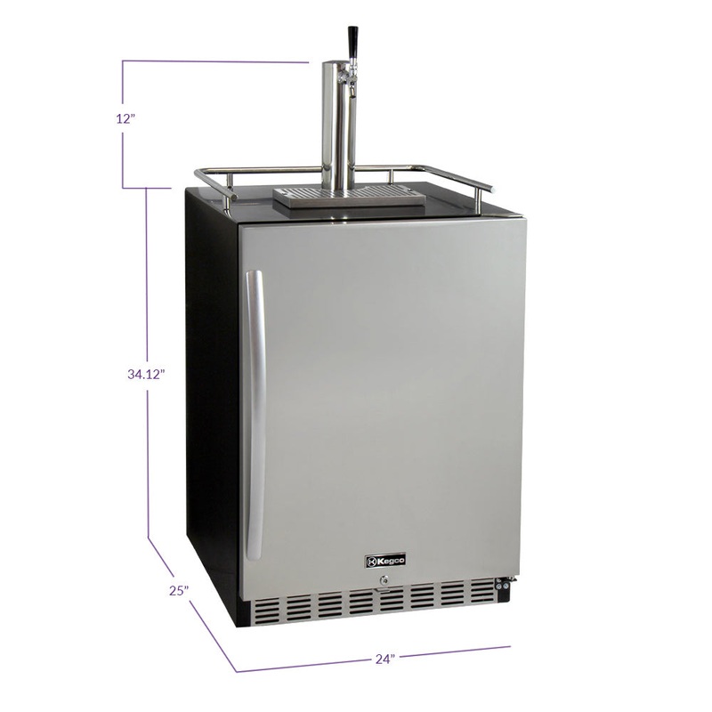 24″ Wide Kombucha Single Tap Black Commercial Built-in Right Hinge Kegerator